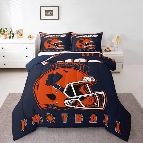 Erosebridal Eat Sleep Comforter Sets Twin Size, American Football Comforters & Duvets, Sports Lover Reversible Duvet Insert, Ultra Soft Bedroom Decorative, 2pcs