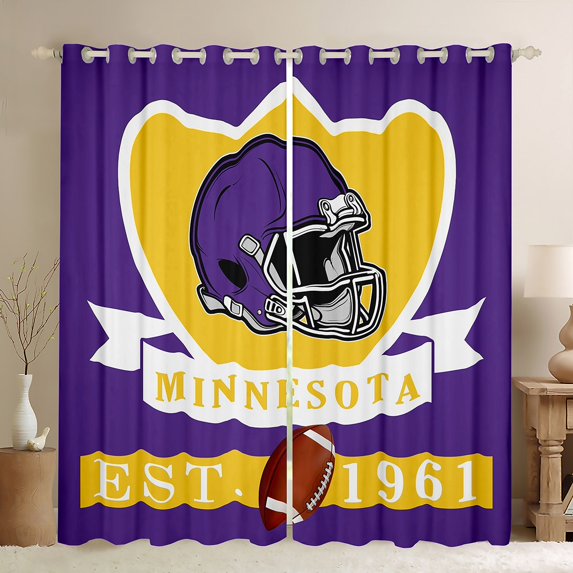 Erosebridal Eat Sleep Curtains for Living Room, American Football 30%-50% Blackout Curtains Set of 2 (52x63), Sports Lover 30%-50% Black Out Curtains, Window Drapes Bedroom Decor
