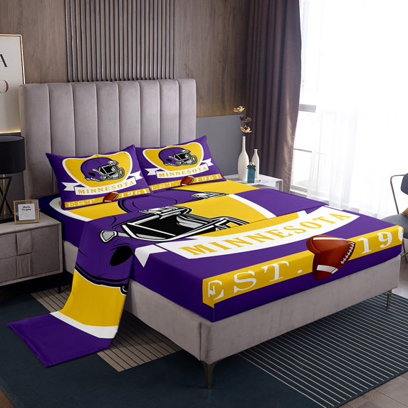 Erosebridal Eat Sleep Sheet Set Queen, American Football Queen Sheet Sets, Sports Lover Bedding Sets Queen Size, Lightweight Bedroom Decor, 4 Pieces