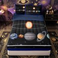 thumbnail image 1 of Erosebridal Educational Planet Graphic Zipper Queen Comforter Set with Fitted Sheet and 2 Pillowcases,Cosmic Star Print Zipper Bedding Set,Black Orange Blue,Navy Blue Reversible, 1 of 6