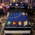 thumbnail image 1 of Erosebridal Educational Solar System Pattern Zipper Twin Comforter Sets with Fitted Sheet and 2 Pillowcases,Starry Orbit Print Zipper Bedding Set,Blue Golden,Black Reversible, 1 of 6