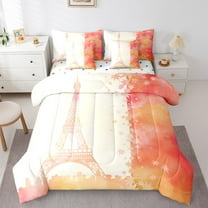 Erosebridal Eiffel Tower Bed in a Bag Twin size for Teens, Fall Maple Leaf Bed Set, Watercolor Decor, Reversible