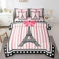thumbnail image 1 of Erosebridal Eiffel Tower Print Bedding Queen Size, Romantic Bed Set, Stripes Geometric Reversible Bedding Sets Queen Size, Ultra Soft Room Decorative, 7pcs, 1 of 6