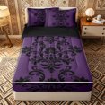 thumbnail image 1 of Erosebridal Elegant Baroque Pattern Zipper Twin Comforter Sets with Fitted Sheet and 2 Pillowcases,Sophisticated Floral Scroll Print Zipper Bedding Set,Violet Black,Black Reversible, 1 of 6