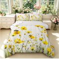 thumbnail image 1 of Erosebridal Elegant Bee King Size Comforter Sets,Graceful Flower Comforters King Size,White Yellow,Polkadot Reversible,3-Piece,1 Comforter and 2 Pillowcases, 1 of 7
