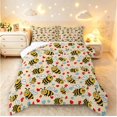 thumbnail image 1 of Erosebridal Elegant Bug Bee Queen Comforter Set,Graceful Hearts Comforter Sets Queen,Beige Yellow,Reversible,3 Pieces,1 Comforter and 2 Pillowcases, 1 of 7