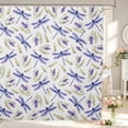 thumbnail image 1 of Erosebridal Elegant Dragonfly Shower Curtain 72Wx72L,Coastal Daisy Flowers Bathroom Curtain,White Blue, 1 of 5