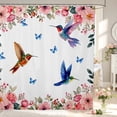 thumbnail image 1 of Erosebridal Elegant Hummingbird Shower Curtain 72Wx78L,Graceful Tropical Bath Curtain,White Pink, 1 of 5