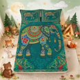 thumbnail image 1 of Erosebridal Elephant Fitted Sheet Full for Boys Girls, Mandala Floral Bed Set, 3 Pieces 1 Fitted Sheet and 2 Pillowcases, 1 of 6