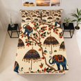 thumbnail image 1 of Erosebridal Elephant Fitted Sheet, Ornate Umbrellas Queen Bedding, 3pcs 1 Fitted Sheet and 2 Pillowcases, 1 of 6