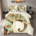 thumbnail image 1 of Erosebridal Elephant King Bedding, Mandala Cream King Bed in a Bag, Gray Reversible 7pcs, 1 of 6