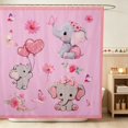 thumbnail image 1 of Erosebridal Elephant Shower Curtain 72Wx78L for Girls, Pink Butterflies Waterproof Bath Curtain, 1 of 5