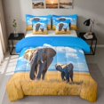 thumbnail image 1 of Erosebridal Elephant Twin Bedding, Mother Baby Savanna Bedding Comforter Set, Gray Reversible 7pcs, 1 of 6