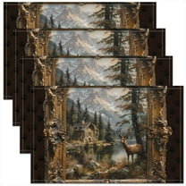 Erosebridal Elk Reindeer Placemats Set of 4, Lake House Table Mats for Dining Table Set of 4, Rustic Farmhouse Decor