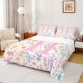 thumbnail image 1 of Erosebridal Erosebridal Girls Pink Floral Full Size Sheets, Garden Flower Bed Sheets, Monogrammed H, 1 Flat Sheet, 1 Fitted Sheet and 2 Pillowcases, 1 of 5