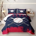 thumbnail image 1 of Erosebridal Est Baseball Sleep Bed Spread Queen for Boys Girls, Navy Red Game Queen Coverlet Set, 3pcs, 1 of 7