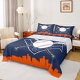 thumbnail image 1 of Erosebridal Est Baseball Sleep Full Size Sheets for Kids, Navy Orange Game Bed Sheets, 4 Pieces, 1 of 5