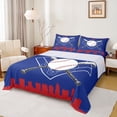 thumbnail image 1 of Erosebridal Est Baseball Sleep Queen Sheet Sets for Kids, Royal Blue Red Bed Set, 4-Piece, 1 of 5