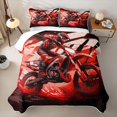 thumbnail image 1 of Erosebridal Extreme Motocross Sport Bed Spread Queen for Boys Men, Race Car Theme Queen Coverlet Set, Red, 3pcs, 1 of 7