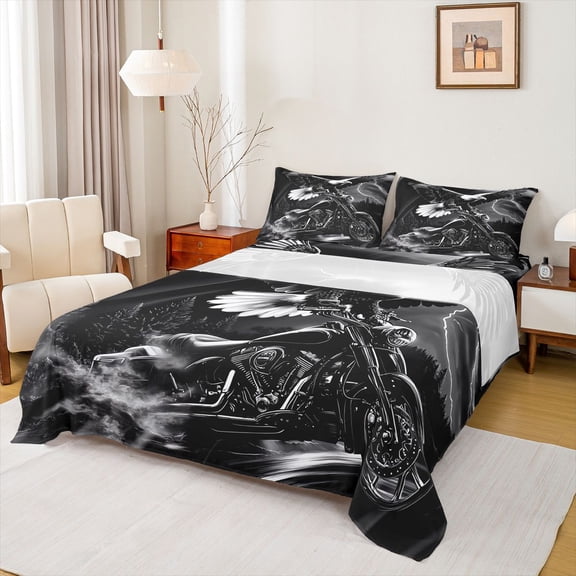 Erosebridal Extreme Sport Motocross Bed Sheets,Wild Animal Eagle King Sheets For Men Women 4 Pieces