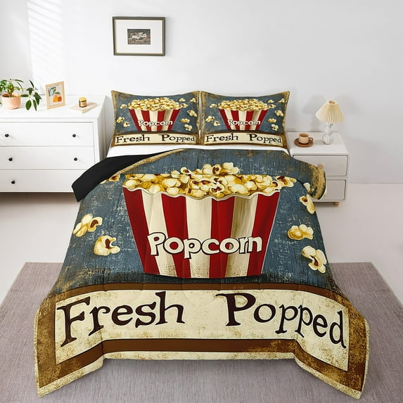 Erosebridal Family Theater Bedding Queen Comforter Set, Retro Cinema Comforter Sets Queen Size, Film Movie Reversible Down Comforter, Lightweight Room Decor, 3 Pieces