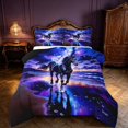 Starry Galaxy Roses Erosebridal Fantasy Black Horse Queen Comforter Set,Starry Galaxy ...