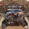 thumbnail image 1 of Erosebridal Fantasy Dragon Bedding Twin Comforter Set,Western Magical Animal Down Comforter,Nature Volcano Bedding Sets Twin with Comforter For Boys,Super Cozy Room Decoration Reversible，2 Pieces, 1 of 8