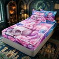 thumbnail image 1 of Erosebridal Fantasy Pink Dragon Zipper Full Size Comforter Sets with Fitted Sheet and 2 Pillowcases,Soft Rose Skull Accent Zipper Bedding Set,Pink Lavender,4pcs,Pink Reversible, 1 of 6