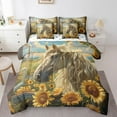 thumbnail image 1 of Erosebridal Farm Animal Bedding, Horse Bed in a Bag, Rustic Sunflower Reversible Bed Set, Lightweight Bedroom Decorative, 7 Pieces, 1 of 6