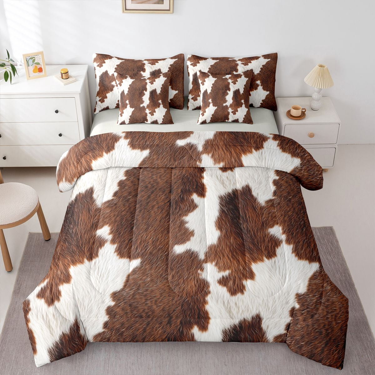 Erosebridal Farm Animal Cow Print Bedding Comforter Set 7 Pieces For ...