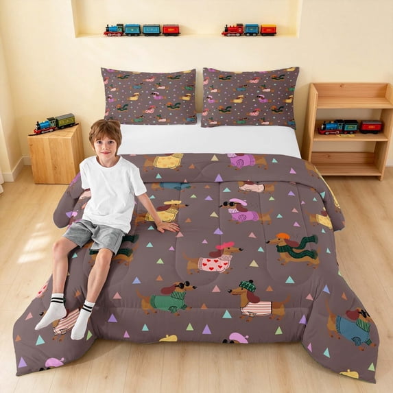 Erosebridal Farm Animal Full Size Comforter Sets, Truck Bedding Comforter Set, Farm Animals Truck, Polka Dots Reversible 3-Piece 1 Comforter and 2 Pillowcases