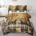 thumbnail image 1 of Erosebridal Farm Animal Horse Bedding King Size,Vintage Farmhouse Bed Set,Wild Animal Bedding Sets King Size,Breathable Room Decorative Reversible,7pcs, 1 of 6