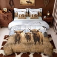 thumbnail image 1 of Erosebridal Farm Highland Cattle 7-Piece Twin Bedding Sets,Bull Cattle Wildlife Farmhouse Cow Bedding Comforter Set For Adults,Reversible Light Gray, 1 of 7