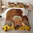 thumbnail image 1 of Erosebridal Farm Highland Cow Print Twin Quilt Set,Daisy Sunflower Fence Twin Coverlet Set For Boys,2-Piece, 1 of 7