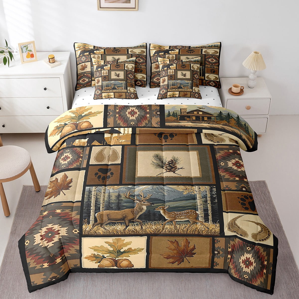 Erosebridal Farmhouse Deer Elk Bed in a Bag Twin Size, Boho Aztec ...