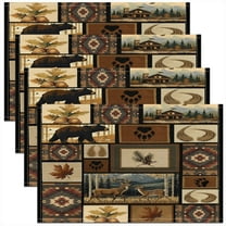 Erosebridal Farmhouse Deer Elk Place Mats Set of 4 for in Door Dinning, Boho Aztec Patchwork Table Place Mats for in Door Dining, Rustic Room Decorative