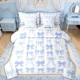 thumbnail image 1 of Erosebridal Fashion Blue Bow Twin Bedding Sets for Girls, Princess Ribbon Bedding Comforter Set, Colorful Stars Reversible, 7-Piece, 1 of 6