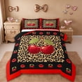 thumbnail image 1 of Erosebridal Fashion Cheetah Print Queen Comforter Set,3D Kawaii Cherries Bedding Comforter Set For Kids Girls,Reversible black,3-Piece, 1 of 7