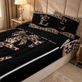 thumbnail image 1 of Erosebridal Fashion Crystal Initial E Zipper Twin Comforter Sets with Fitted Sheet and 2 Pillowcases for Women, Cheetah Print Bow Letter Zipper Bedding Set, Black Reversible, 4 Pieces, 1 of 7