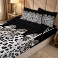 thumbnail image 1 of Erosebridal Fashion Leopard Bow Zipper Twin Comforter Sets with Fitted Sheet and 2 Pillowcases for Women Girls, Black Spotted Ribbon Zipper Bedding Set, Black Reversible, 4-Piece, 1 of 7