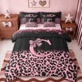 thumbnail image 1 of Erosebridal Fashion Leopard Printed 7pcs Bedding Comforter Set,Pink Cheetah Pattern C Alphabet Queen Bedding Sets For Kids Girls,Reversible pink, 1 of 7