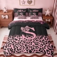 thumbnail image 1 of Erosebridal Fashion Leopard Printed 7pcs Bedding Comforter Set,Pink Cheetah Pattern S Alphabet Queen Bedding Sets For Kids Girls,Reversible pink, 1 of 7