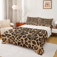 thumbnail image 1 of Erosebridal Fashion Letter H Monogrammed Queen Sheet Sets For Cheetah Pattern Lover,Brown Leopard Print Bed Set For Adults Women 4-Piece, 1 of 6