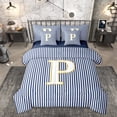 thumbnail image 1 of Erosebridal Fashion Letter P Twin Bedding Sets 7-Piece for Kid, Blue Cartoon Line Bedding Comforter Set, 1 of 7