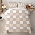 thumbnail image 1 of Erosebridal Fashion Wheat White Square Quilt Full for Boys Girls, Buffalo Check Print Full Bedspread Sets, 3-Piece, 1 of 7