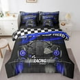 thumbnail image 1 of Erosebridal Fast Car Bedding Sets Twin Size,Black Blue Comforter Sets with Sheets,Car Theme Bed in a Bag Twin size,Microfiber Geometric Room Decorative,Reversible,7pcs, 1 of 6