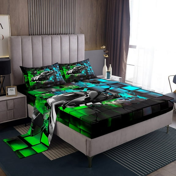 Erosebridal Fast Car Sheet Set Twin,Extreme Sports Bedding Sets Twin Size,Plaid Buffalo Twin Sheet Sets,Super Cozy Teens Bedroom Decor,3pcs