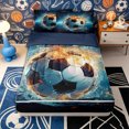 thumbnail image 1 of Erosebridal Fiery Soccer Ball Pattern Zipper Twin Comforter Sets with Fitted Sheet and 2 Pillowcases,Splash Water Print Zipper Bedding Set,Blue Orange White,Navy Blue Reversible, 1 of 6