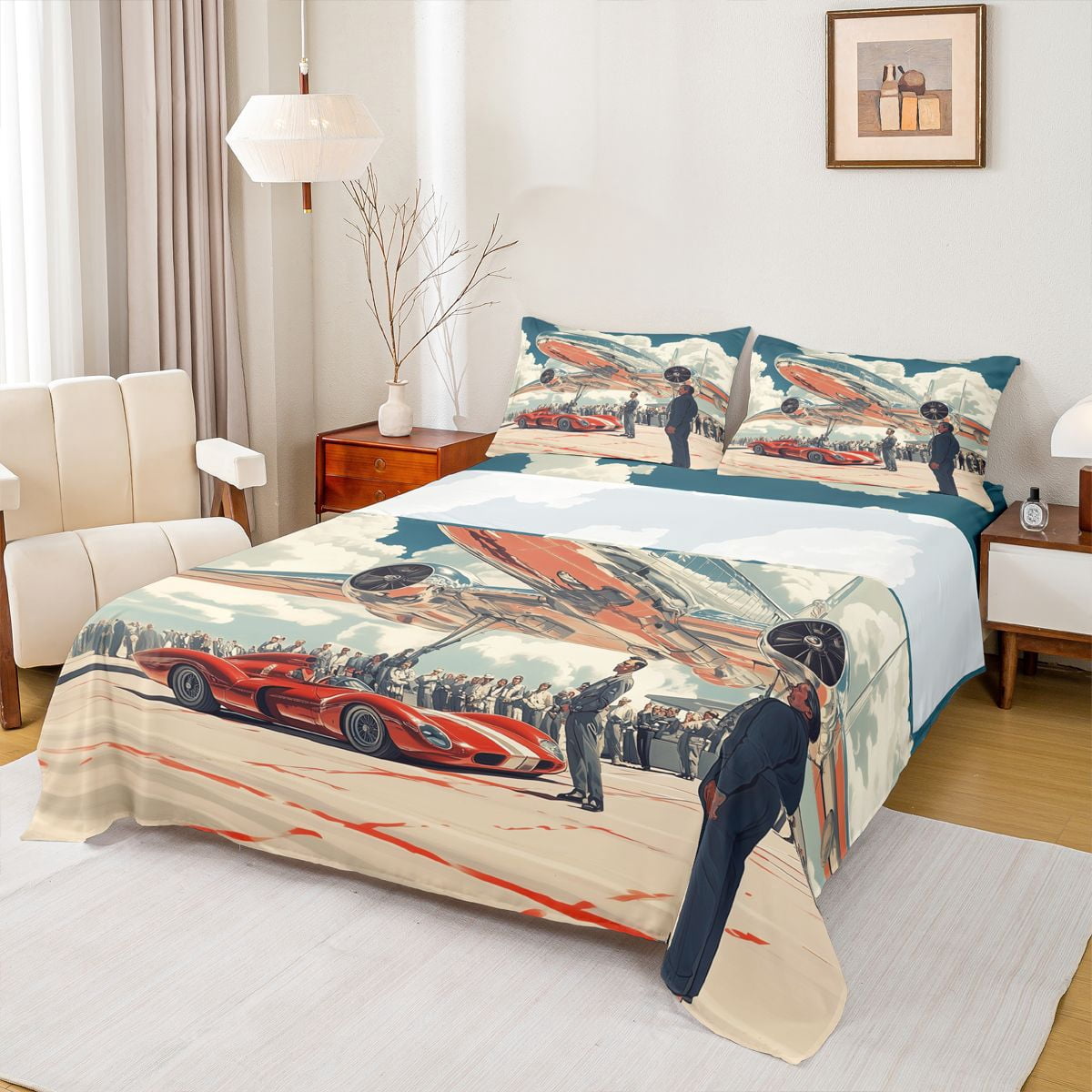 Erosebridal Fighter Full Size Sheets, Red Sports Car Bed Sheets for ...