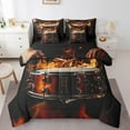 thumbnail image 1 of Erosebridal Fire Drumset Bedding Twin Size, Jazz Drum Comforter Sets with Sheets, Music Theme Musician Bedroom Decor, Reversible 7pcs, 1 of 5